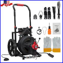 100FT x 1/2 Drain Cleaner 370W Electric Sewer Snake Cleaning Machine With Cutters