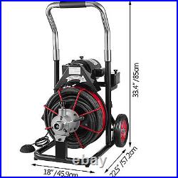 100FT x 1/2 Drain Cleaner Electric 550W Sewer Snake Cleaning Machine With Cutters