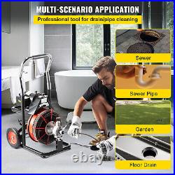 100FTx3/8 Electric Drain Cleaner Sewer Snake Auger Cleaning Machine with Cutters