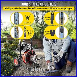 100FTx3/8 Electric Drain Cleaner Sewer Snake Auger Cleaning Machine with Cutters