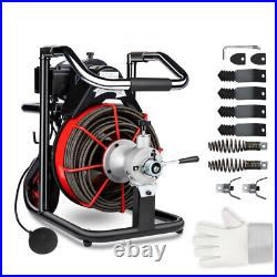 100Ft 3/8'' Electric Drain Auger Cleaner Machine Snake Drum Machine with Tool Set