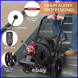 100' x 1/2 Drain Cleaner 370W Electric Sewer Snake Cleaning Machine With Cutters