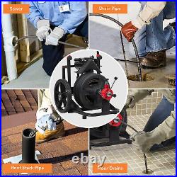 100' x 1/2 Drain Cleaner 370W Electric Sewer Snake Cleaning Machine With Cutters