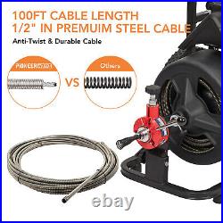 100' x 1/2 Drain Cleaner Electric Sewer Snake Cleaning Machine Auger Auto Feed