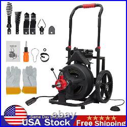 100' x 1/2 Drain Cleaner Electric Sewer Snake Cleaning Machine Auger With Cutters