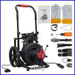 100' x 1/2 Drain Cleaner Electric Sewer Snake Cleaning Machine Auger With Cutters