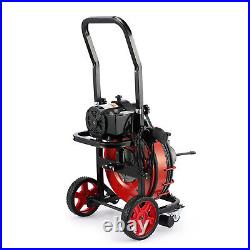 100' x 1/2 Drain Cleaner Electric Sewer Snake Cleaning Machine with Wheels Red