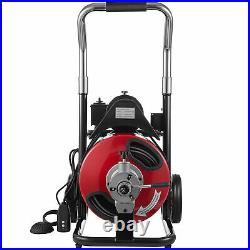 100' x 3/8 Commercial Drain Cleaner Electric Sewer Snake Auger Cleaning Machine
