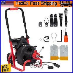 100' x 3/8 Drain Cleaner Electric Sewer Snake Cleaning Machine Auger Auto Feed