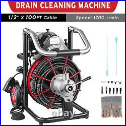 100ft 1/2 Auto Feed Drain Cleaner Pipes Drain Auger Cleaning Machine with Cutters
