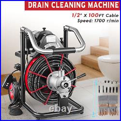 100ft x 1/2'' Electric Drain Auger Cleaner Cleaning Machine Plumbing Sewer Snake