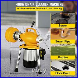 3/4 4 Sectional Pipe Drain Auger Cleaner Machine 400W Snake Sewer with Cutter