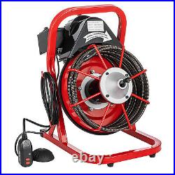 50FT 3/8 Drain Cleaner Electric Sewer Snake Cleaning Machine With Cutters&Gloves