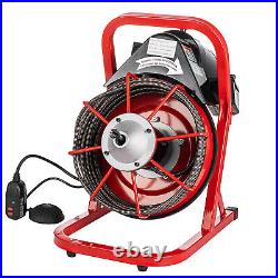50FT 3/8 Drain Cleaner Electric Sewer Snake Cleaning Machine With Cutters&Gloves