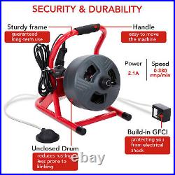 50FT 5/16 Drain Cleaner Electric Sewer Snake Cleaning Machine With Cutters