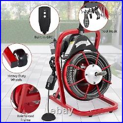 50Ft x 3/8'' Professional Electric Drain Cleaner Machine Drain Snake with 4 Cutter
