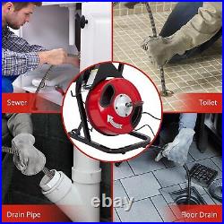 50 ftx1/2'' Drain Cleaner Electric Sewer Snake Cleaning Machine With 4 Cutters