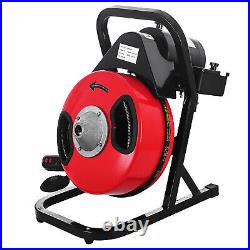 50'x1/2'' Sewer Snake Drill Drain Auger Cleaner Electric Drain Cleaning Machine