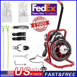 75 ftx1/2''Electric Sewer Snake Drain Auger Cleaner Cleaning Machine with4 Cutters