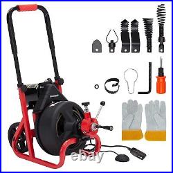 75'x1/2 Electric Drain Cleaner Sewer Snake Cleaning Machine Auger Cable+Cutter