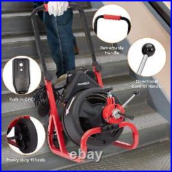 75' x 1/2 Drain Cleaner Electric Sewer Snake Cleaning Machine With 6 Cutters