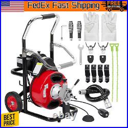 75' x 3/8 Drain Cleaner Electric Sewer Snake Cleaning Machine Auger Auto Feed