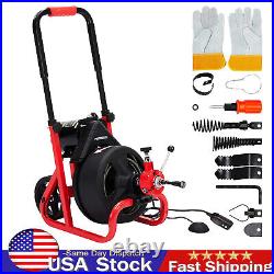 Drain Cleaner Electric Sewer Snake Cleaning Machine 75'x1/2 Auger Cable+Cutters