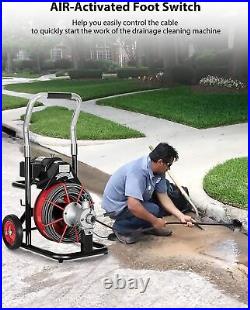 Drain Cleaner Machine, 100FT x 3/8'' Electric Drain Auger Fit 1'' to 4'' Pipes