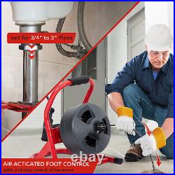 Drain Cleaner Machine Electric Drain Auger 50 x 5/16 Auto Feed With 6 Cutters