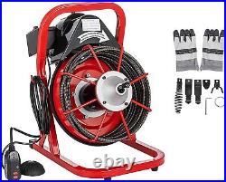 Electric 250W Drain Auger Cleaner 50ftx3/8in Sewer Snake Drain Cleaning Machine