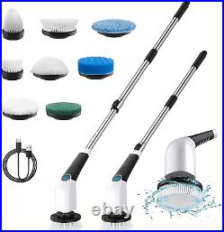 Electric Spin Scrubber, Cordless Cleaning Brush with 8 Replaceable Brush Heads &