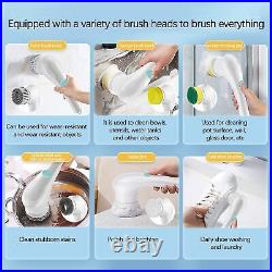 Electric Spin Scrubber, Cordless Power Cleaning Brush 5 Replaceable Brush Heads