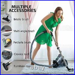 Heavy Duty Electric Canister Vacuum Cleaner 3L Dust Cup, Portable Vacuum Black