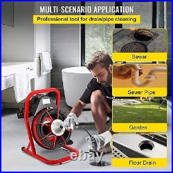 Sewer Snake Drill Drain Auger Cleaner 50Ftx3/8'' Electric Drain Cleaning Machine
