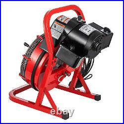 Sewer Snake Drill Drain Auger Cleaner 50'x3/8'' Electric Drain Cleaning Machine