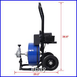 Sewer Snake Drill Drain Auger Cleaner Cable 60'x1/2 Electric Cleaning Machine