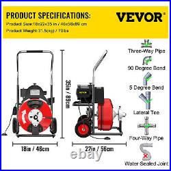 VEVOR Commercial Drain Cleaner 75'x 3/8 Drain Cleaning Machine Snake Sewer